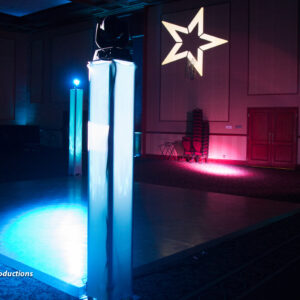 A stage with a light on it for a Denver DJ.