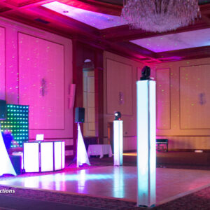 Corporate party with full lighting, intelligent lighting, audio visual equipment for hire or rental