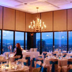 Large windows in the room.