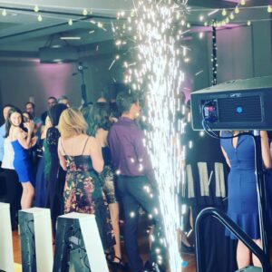 A group of people at a Bat Mitvah party with sparklers, capturing memorable pictures for optimal SEO.