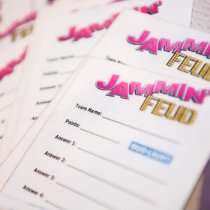 A group of **Live Games** cards with the word jammin' field on them.