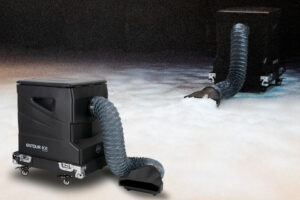 A black Denver DJ machine with a hose attached to it.