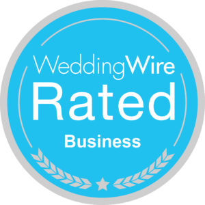 Denver DJ-rated wedding business badge.