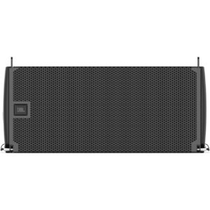 Front view of a black JBL professional speaker with a honeycomb grille design and a JBL logo on the bottom left, ideal for any DJ equipment setup.